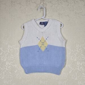 Koala Kids Preppy Argyle Sweater Vest 24M Blue White Cotton Toddler